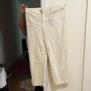 Mango Cream Ankle Cropped Pants